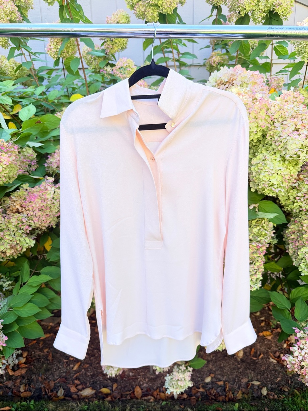Paul Stuart Pale Pink Button-Down Long-Sleeve Blouse